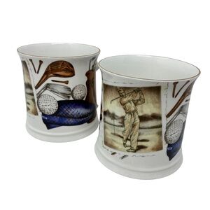 Ransat Golf Theme Coffee Mugs Fine Bone China Father’s Day Gift Set of 2